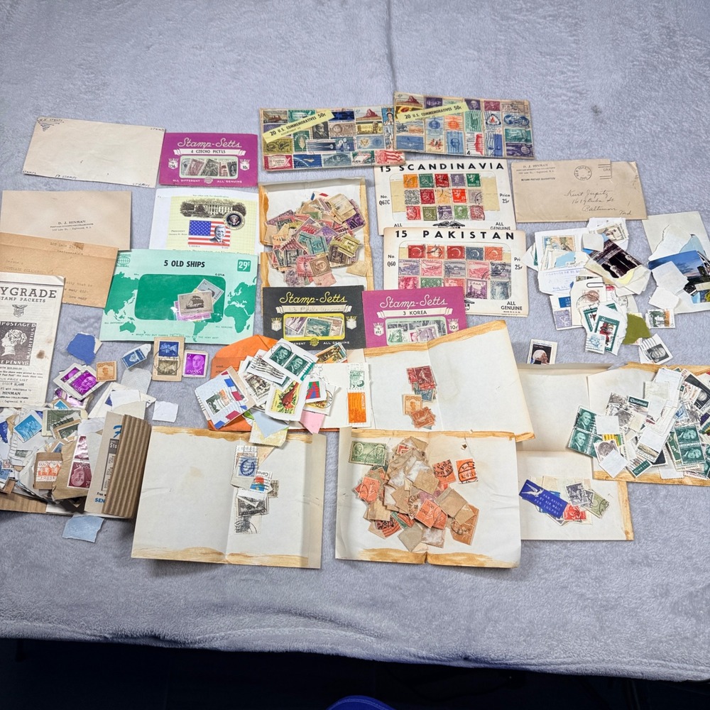 Vintage Postage Stamp Collection Lot Mixed International US Philately Ephemera
